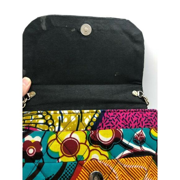 Selina Beb Black Multicolor Ethnic Print Structured Shoulder Crossbody Bag Purse - Picture 7 of 8